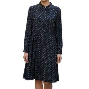 Nice Things Paloma S. Navy Collared Long Sleeve Dress Size 10